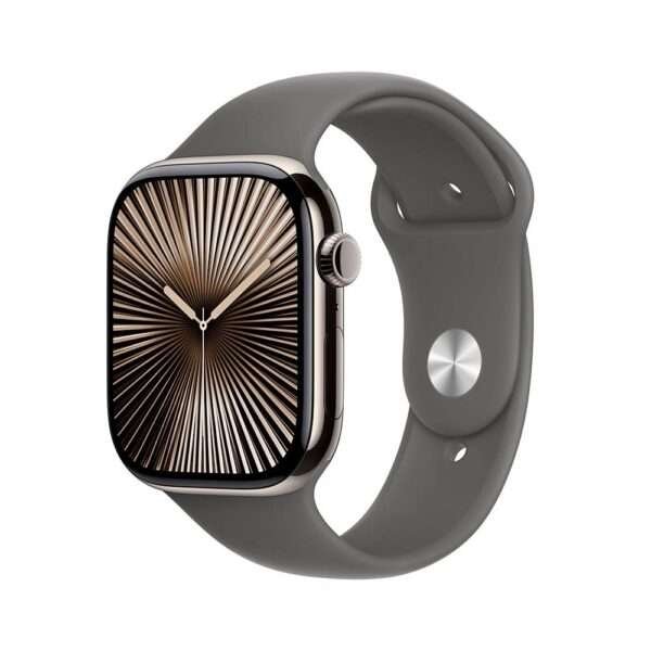 Apple Watch Series 10 GPS + Cellular 46mm Titânio Natural c/ Bracelete Desportiva Cinzento rocha - Small/Medium