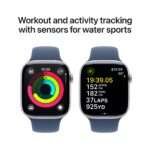 Apple Watch Series 10 GPS + Cellular 42mm Alumínio Prateado c/ Bracelete Desportiva Azul denim - Small/Medium - Image 8