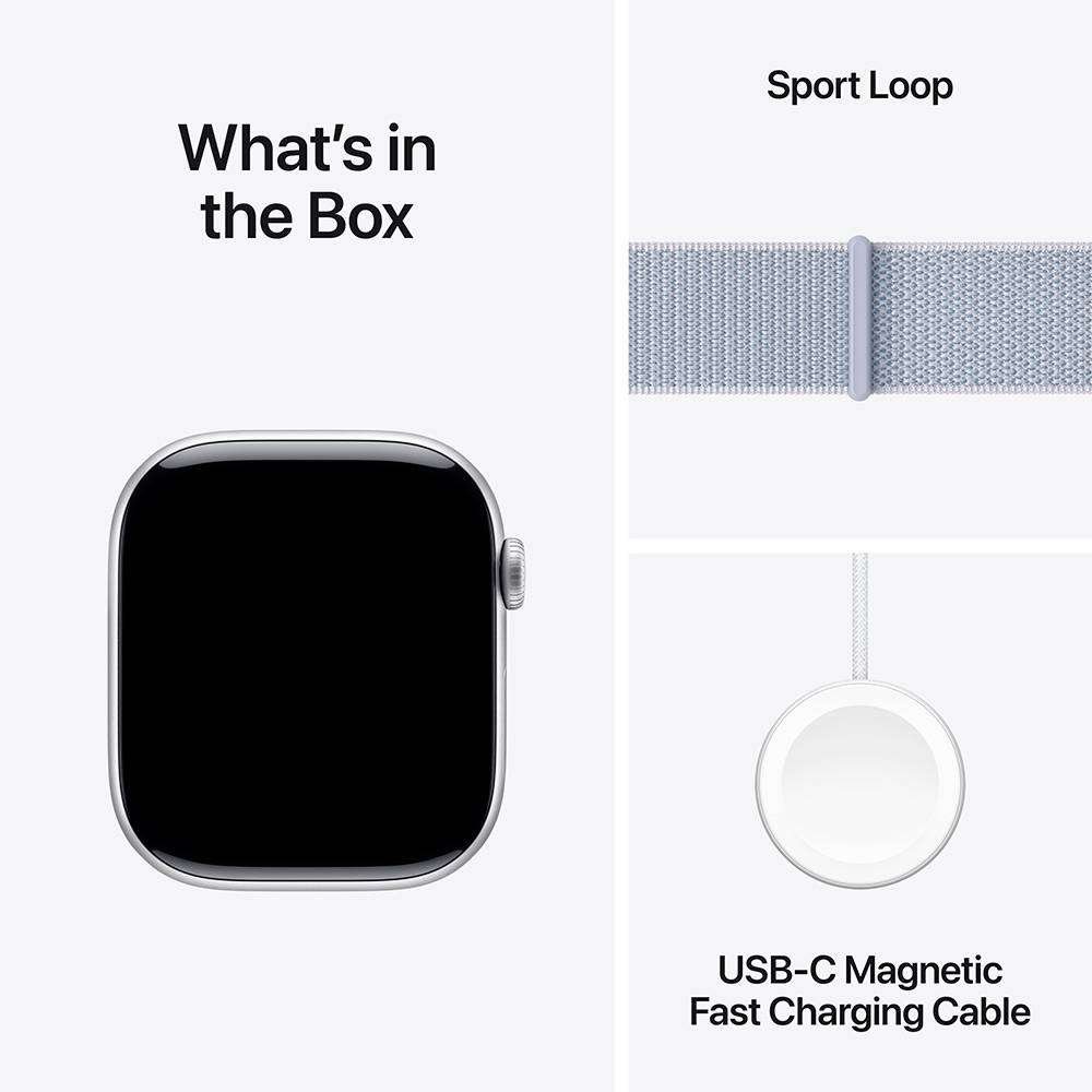 Apple Watch Series 10 GPS 42mm Alumínio Prateado c/ Bracelete Loop Desportiva Nuvem Azul - Image 3