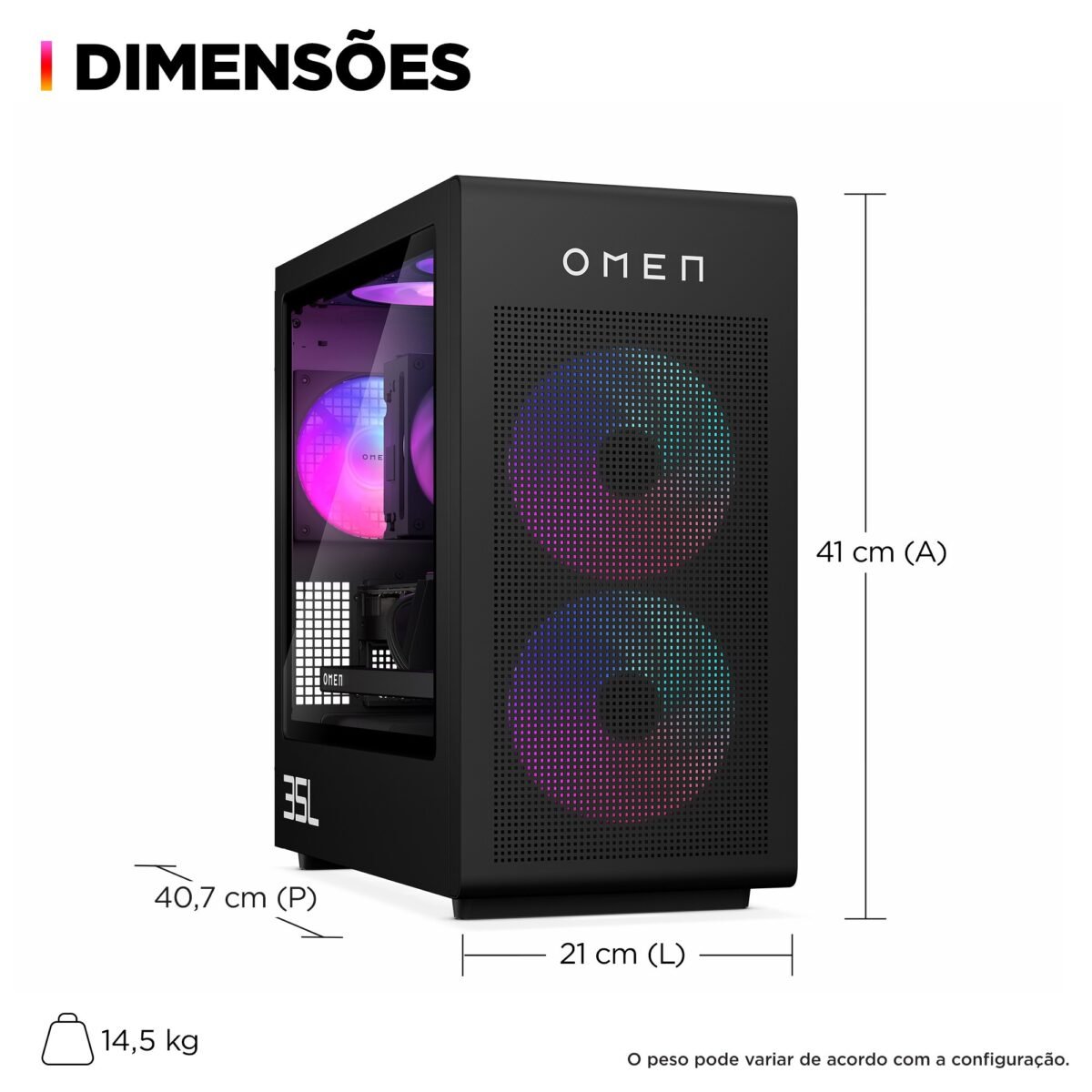 Computador Gaming HP OMEN 35L GT16-0006np R7 8700G 16GB 1TB RTX 4060 W11H - Image 3