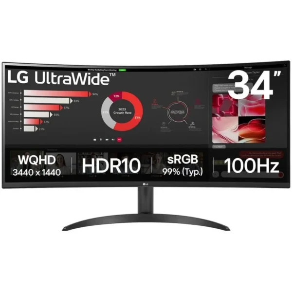 Monitor LG 34WR50QK-B 34" LED VA UltraWide QHD 100Hz FreeSync 5 ms Curvo