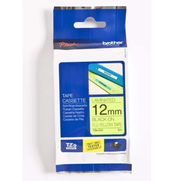 FITA BROTHER 12MM PRETO/AMARELO LAMINADA