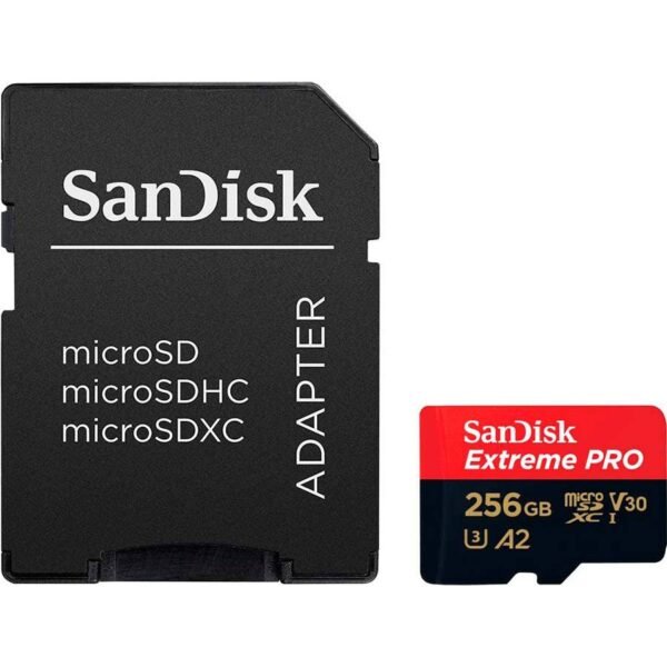 Cartão de Memória SanDisk Extreme Pro UHS-I C10 U3 V30 A2 microSDXC 256GB + Adaptador SD