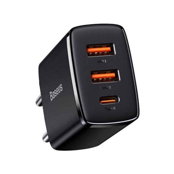 Carregador Baseus Compact CCXJ-E01 USB-C/USB-A 30W Fast Charger PD/QuickCharge 3.0 Preto