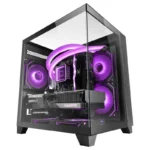 Caixa Micro-ATX Mars Gaming MC-3CM Vidro Temperado Triplo e Duas Câmaras Preta