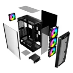 Caixa ATX Unyka ARMOR Gaming ARGB Preta 4x Ventoinhas 120 ARGB Incluídas - Image 3