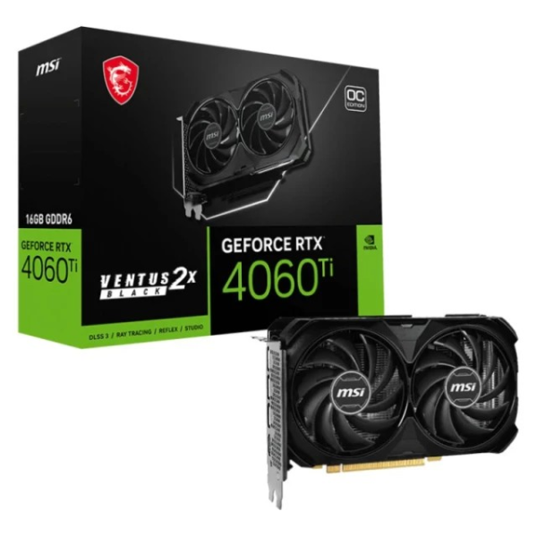 Placa Gráfica MSI GeForce RTX 4060 Ti VENTUS 2X BLACK OC 16GB GDDR6 DLSS3