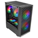 Caixa Micro ATX Mars Gaming MC-Vortex Gaming Vidro Temperado 3x Ventoinhas FRGB 12cm Preta - Image 4