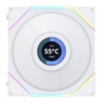 Ventoinha Lian Li UNI FAN TL120 LCD RGB Reverse PWM Branco 120mm (Pack 3) - Image 3