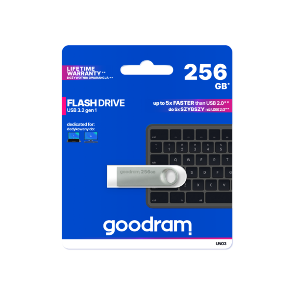Pen Drive Goodram UNO3-2560S0R11 256 GB Type-A 3.2 Gen 1 (3.1 Gen 1) Prateado
