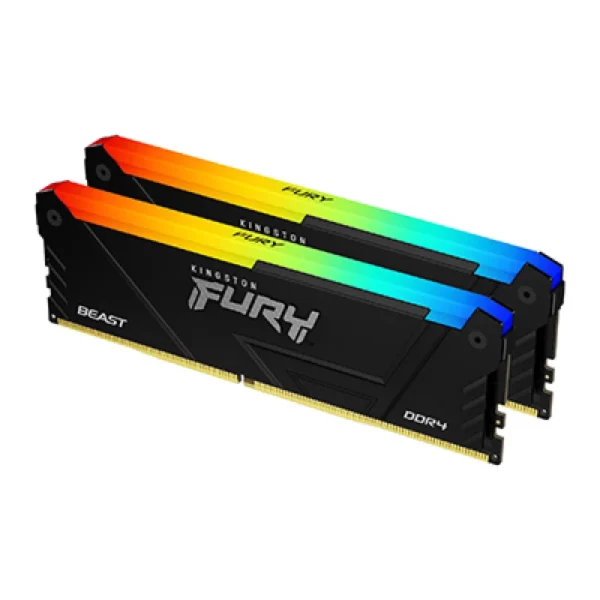 Memória Ram DDR4 Pack 2x 32GB (64GB) Kingston CL18 3600Mhz 2Rx8 Fury Beast RGB Preta