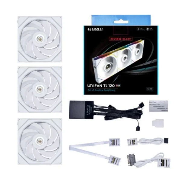 Ventoinha Lian Li UNI TL Series Reverse Branco 120mm (Pack 3)