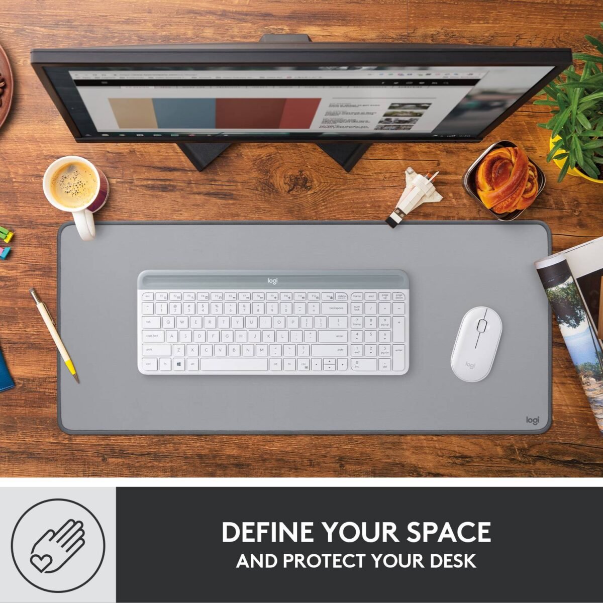 Tapete de Rato (Mousepad) Logitech Desk Mat Studio Series Mid Grey - Image 5