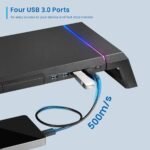 Base para Monitor Ewent EW1268 Foldable RGB c/ Hub USB 3.0 Preto - Image 3