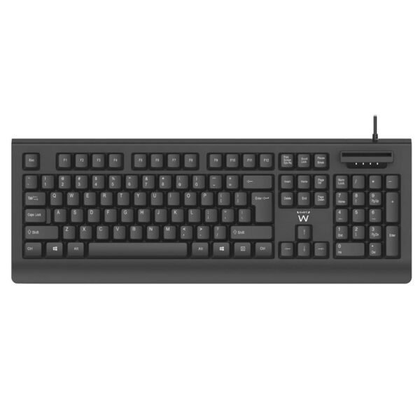 Teclado Ewent EW3287 com Smart Card Reader USB PT Preto