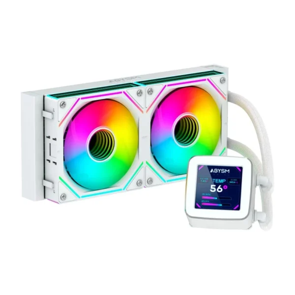 Water Cooler Abysm Gaming Oceanic 240 ARGB com LCD 2.8’’ Branco