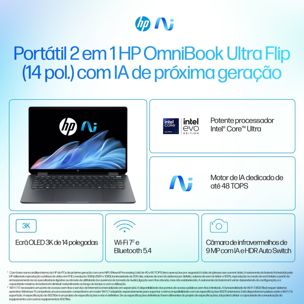 Portátil 2 em 1 HP Omnibook Ultra Flip 14-fh0005np 14" 2.8K Touch Ultra 7 256V 16GB 1TB W11H - Image 13