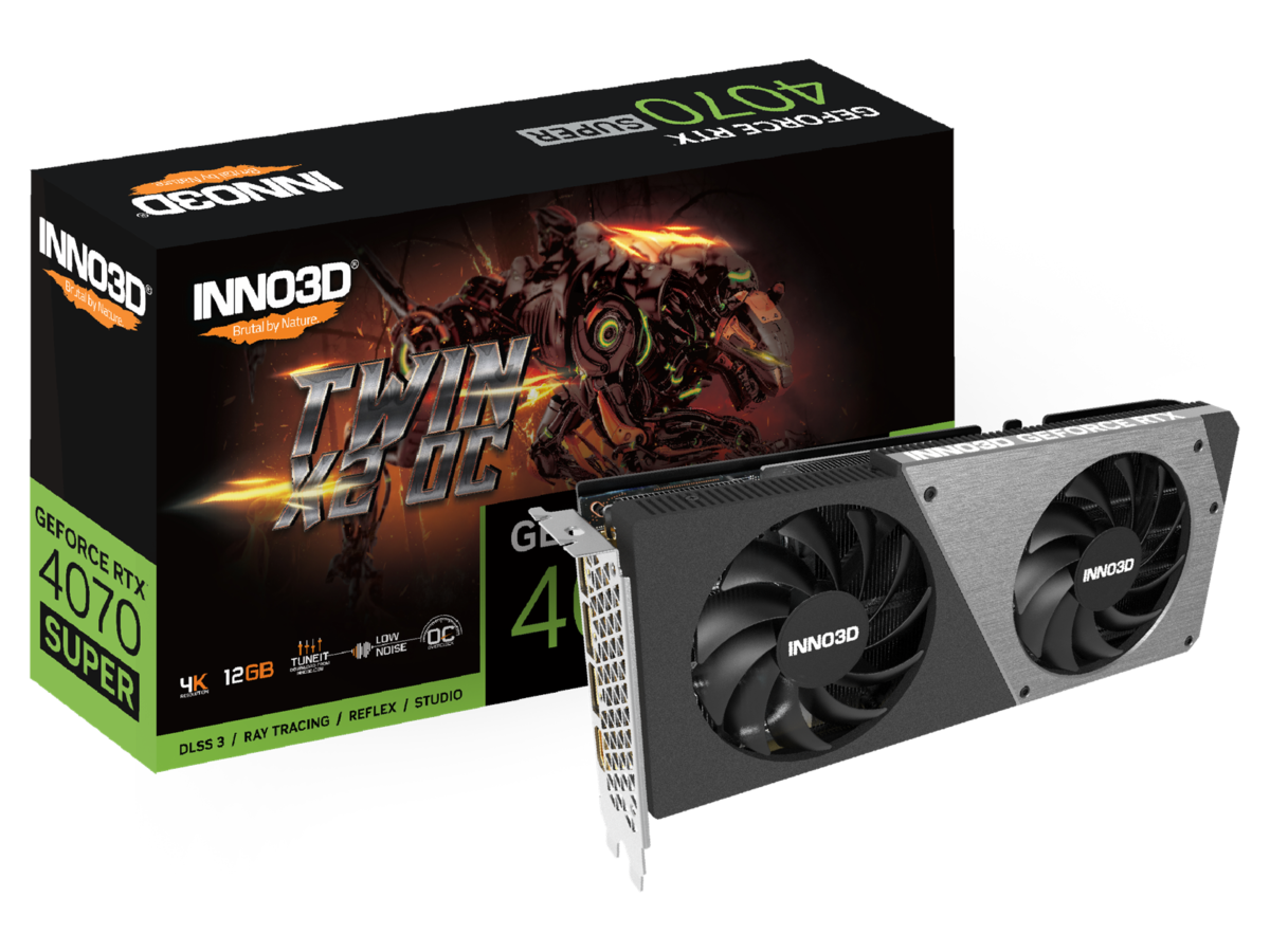 Placa Gráfica Inno3D GEFORCE RTX 4070 SUPER TWIN X2 OC 12 GB GDDR6X Cinzento - Image 1
