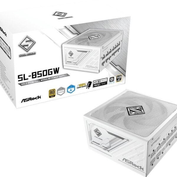 Fonte de Alimentação Asrock Steel Legend 850W Branca 80 Plus Gold
