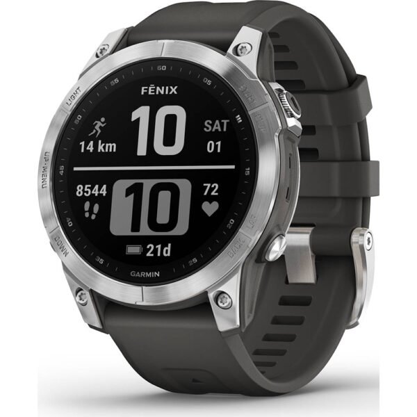 Smartwatch Garmin Fēnix 7 47mm Standard Edition Prateado c/ Bracelete Grafite