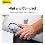 Hub USB-C Baseus UltraJoy Series 5-em-1 3x USB-A + PD 100W + 4K30Hz Cinza - Image 3