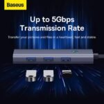 Hub USB-C Baseus UltraJoy Series 5-em-1 3x USB-A + PD 100W + 4K30Hz Cinza - Image 4