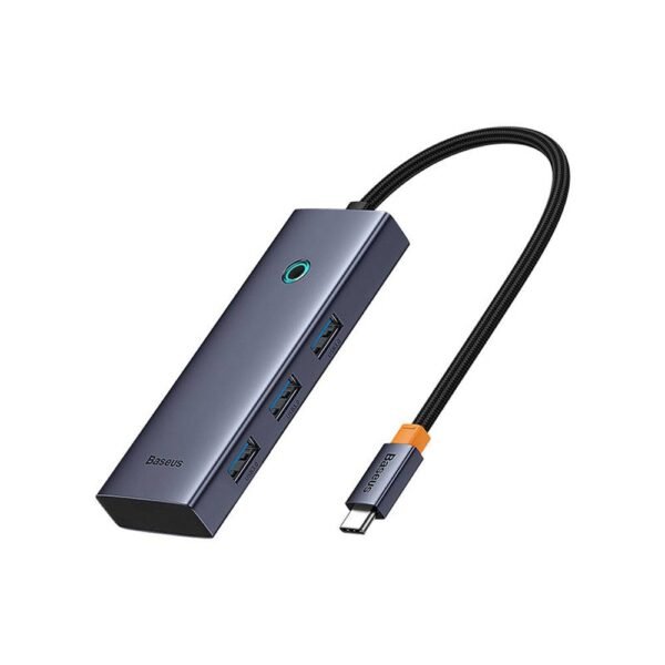 Hub USB-C Baseus UltraJoy Series 5-em-1 3x USB-A + PD 100W + 4K30Hz Cinza
