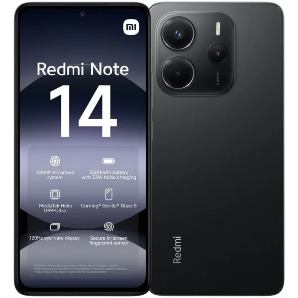 Smartphone Xiaomi Redmi Note 14 4G 8GB 256GB 6.67" Preto Meia-Noite