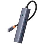 Hub USB-C Baseus UltraJoy Series 5-em-1 4x USB-A + PD 100W + 4K30Hz Cinza - Image 3