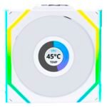 Ventoinha 120mm Lian Li Uni Fan SL120 LCD Wireless RGB 4 Pinos PWM Branca