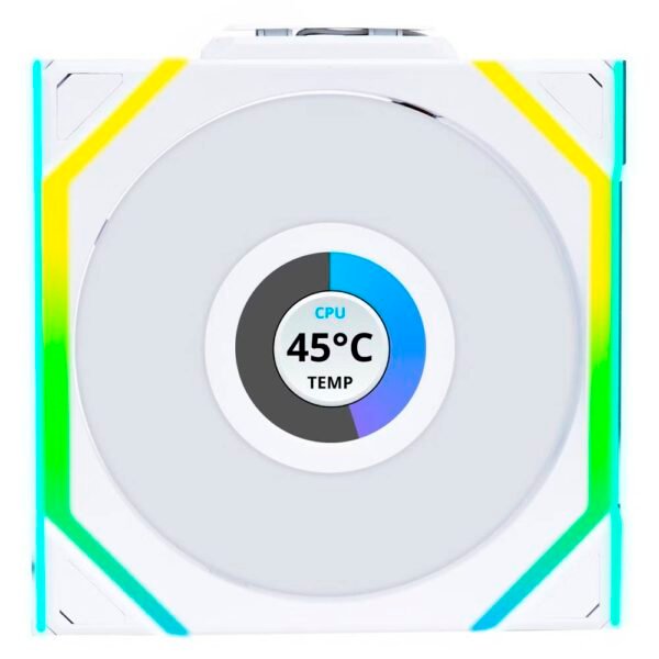 Ventoinha 120mm Lian Li Uni Fan SL120 LCD Wireless RGB 4 Pinos PWM Branca