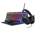 Teclado Gaming com Fios + Rato Trust GXT 780 4-in-1 Preto