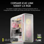 Caixa Corsair iCUE LINK 5000T LX RGB Mid Tower E-ATX Vidro Temperado USB-C Branca - Image 8