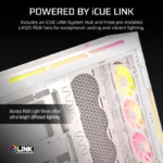 Caixa Corsair iCUE LINK 5000T LX RGB Mid Tower E-ATX Vidro Temperado USB-C Branca - Image 7