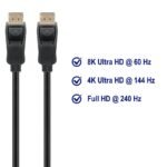 Cabo DisplayPort 2.0 Ewent EC1416 8K 60Hz 40Gb/s 2m Preto - Image 2