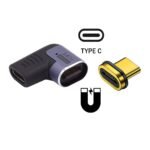 Adaptador Angular & Magnético Ewent EC1048 USB-C (Fêmea) para USB-C (Macho) Thunderbolt 3/4 PD140W 8K 60Hz 40Gbps Preto - Image 2