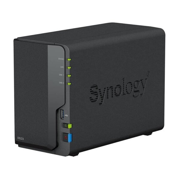 NAS Synology DiskStation DS223 | 2 Baías | CPU 4-Core Realtek RTD1619B | RAM 2GB DDR4 | Preto