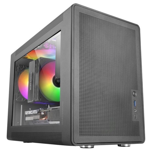 Caixa Mars Gaming MC-XPS Micro-ATX com Vidro Temperado, Ventoinha FRGB 120mm Traseira e USB-C Preta