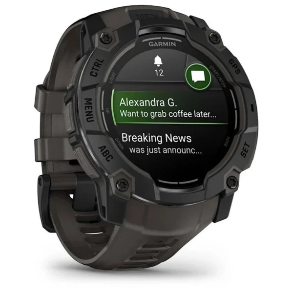 Smartwatch Deportivo Garmin Instinct 3 50mm AMOLED GPS 10ATM Preto com Bracelete Carbono