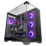Caixa ATX Mars Gaming MC-Vision com Três Vidros Temperados Sem Moldura Duas Câmaras e USB 3.0 Preta