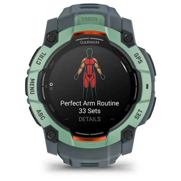 Smartwatch Deportivo Garmin Instinct 3 50mm AMOLED GPS 10ATM Verde com Bracelete Cinzento