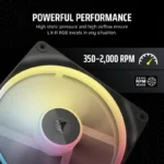 Pack Duas Ventoinhas Suplementares Corsair iCUE LINK LX140-R RGB PWM 140mm Pretas - Image 3