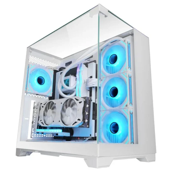 Caixa ATX Mars Gaming MC-Vision com Três Vidros Temperados Sem Moldura Duas Câmaras e USB 3.0 Branca
