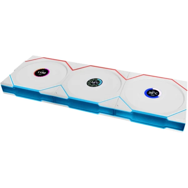 Ventoinha Lian Li UNI FAN TL120 LCD Wireless RGB PWM Branco 120mm (Pack 3)