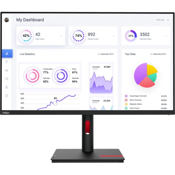 Monitor Lenovo ThinkVision T32p-30 LED 31.5" 4K Ultra HD 6 ms 60 Hz Preto