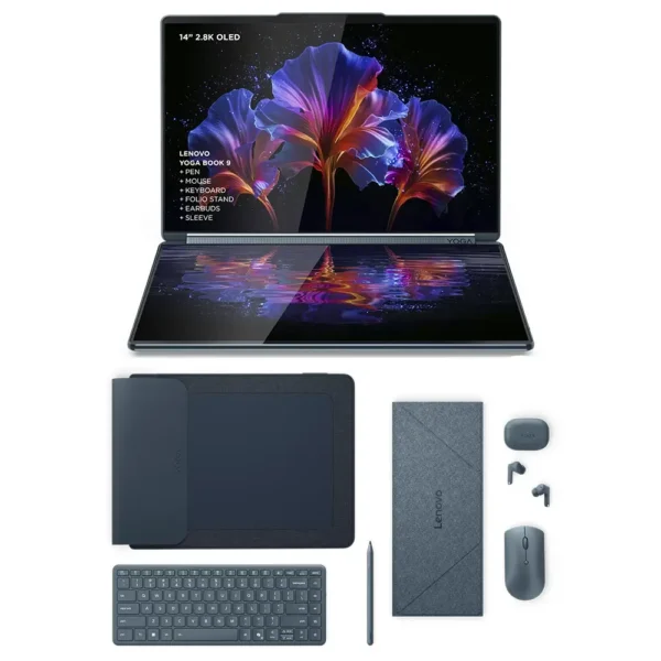 Portátil Lenovo Yoga Book 9i 14IAH10-058 Ultra 7 255H 14" x 2 Touch 2.8K WQXGA+ OLED 32GB 1TB Arc 140T W11H + Rato Yoga Slim + Folio Stand + Earbuds + Sleeve