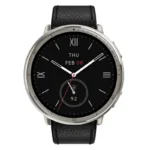 Smartwatch Amazfit Active 2 R NFC com Mapas Offline 1,32" Prateado com Braceletes de Pele Pretas