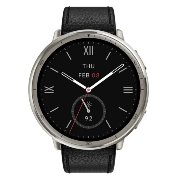Smartwatch Amazfit Active 2 R NFC com Mapas Offline 1,32" Prateado com Braceletes de Pele Pretas