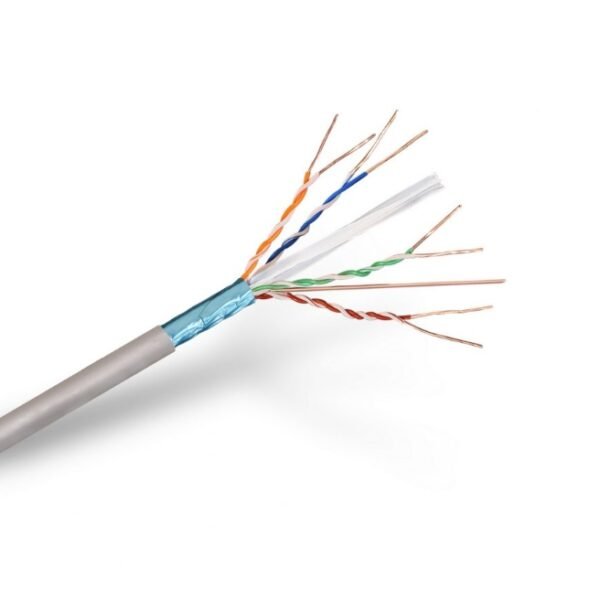Cabo de rede rígido FTP Cat.6 RJ45 AWG24, cinza, cabo de 1 metro, 100% cobre para instalação