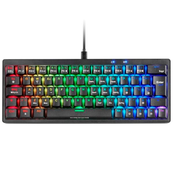Teclado Mecânico Mars Gaming MKMINIPRO Black RGB 60% PT Linear Lubricated Switches